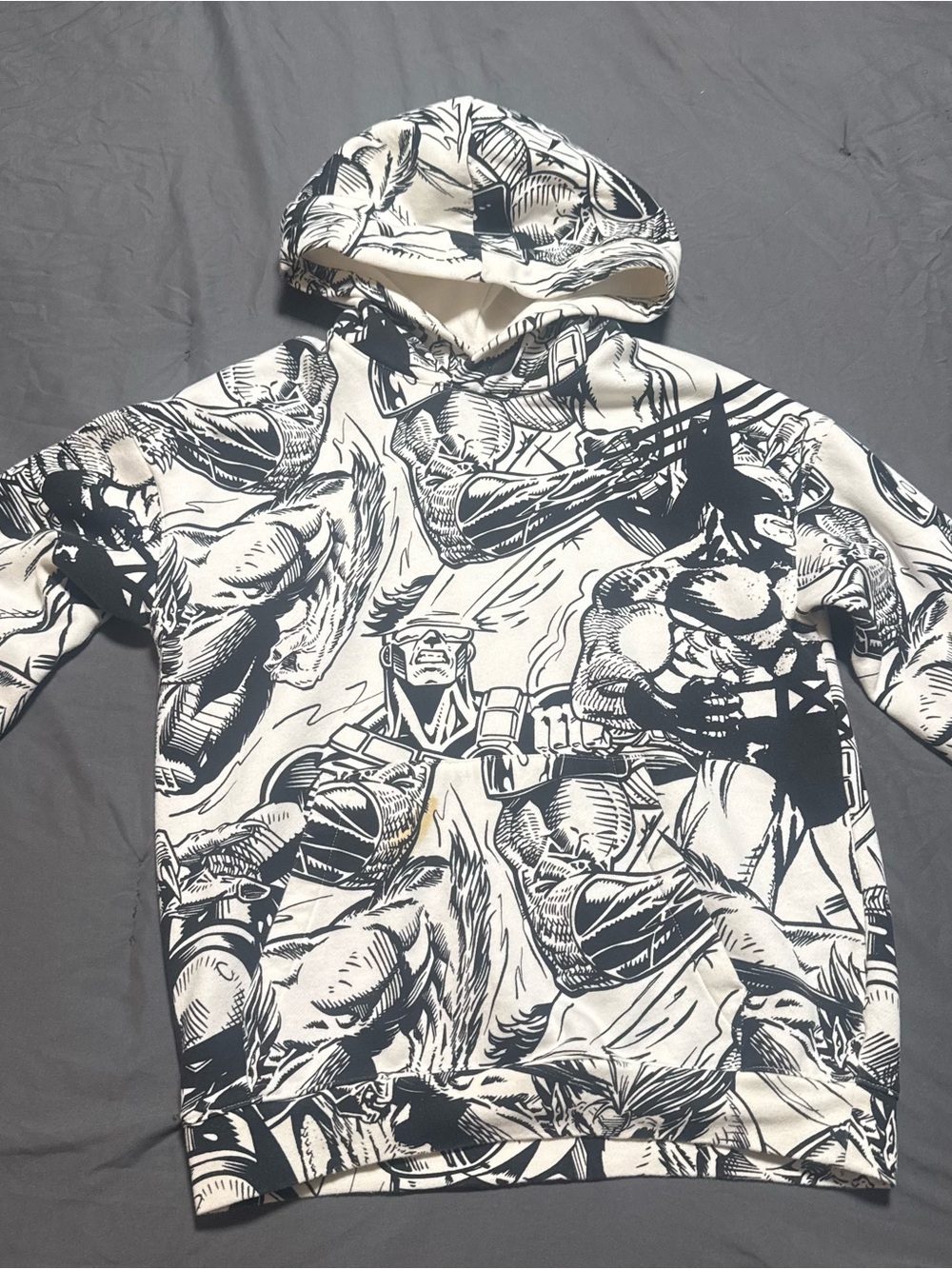 H&M Men's Zip-Up Sweater Hoodie in Black & White Comic Print